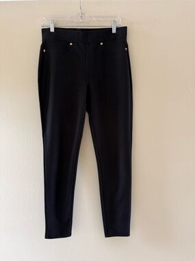 Michael Kors Black Pull On Jeggings Ankle Pants with Gold Studs 28x28
